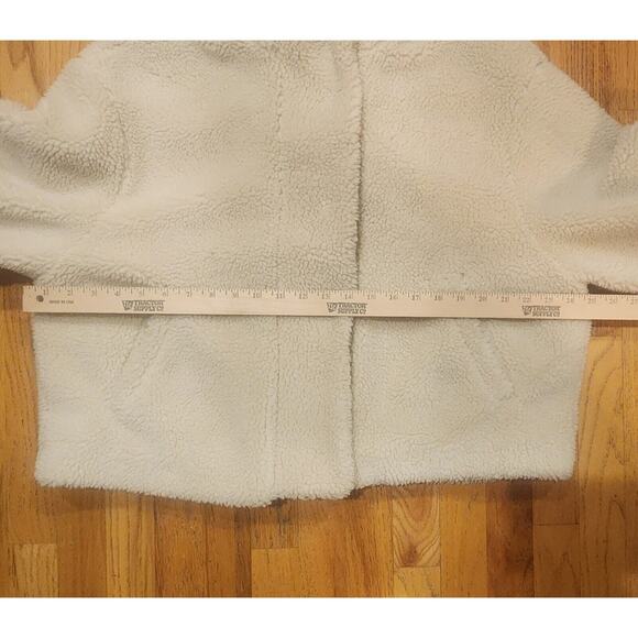 Zara Tan fleece jacket coat pockets fuzzy Women's size Small Warm Sherpa - Picture 4 of 6